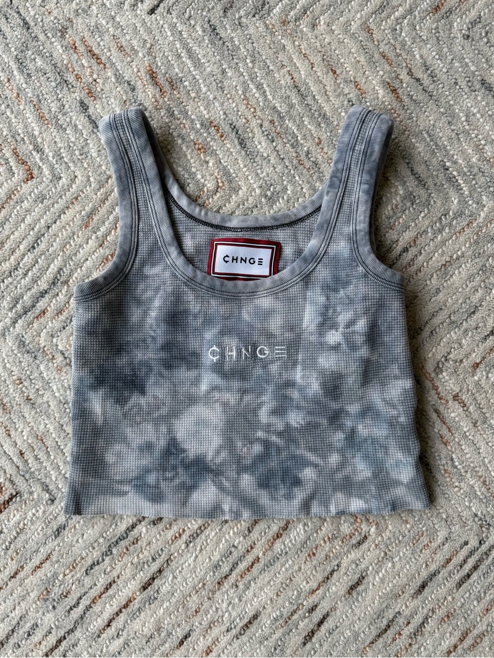 CHNGE Grey Tie-Dye Ribbed Cropped Tank